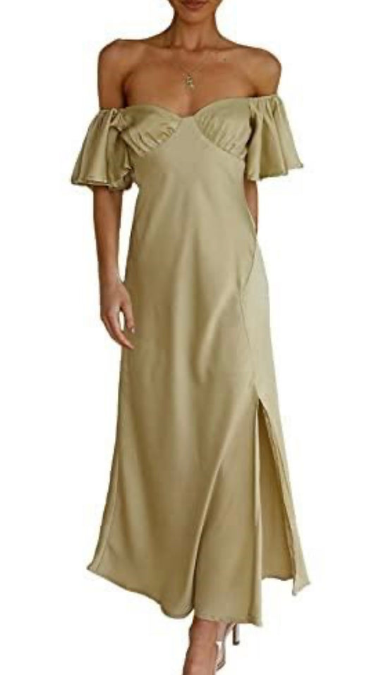 Satin Off Shoulder Formal Dress