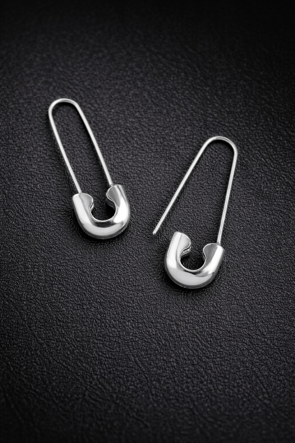 Silver Safety Pin Drop Earrings