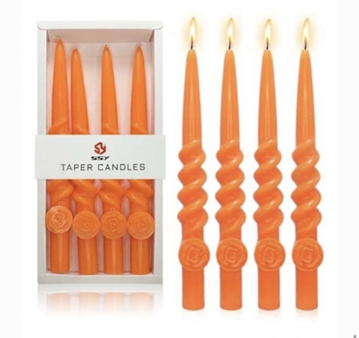 Orange Spiral Taper Candles