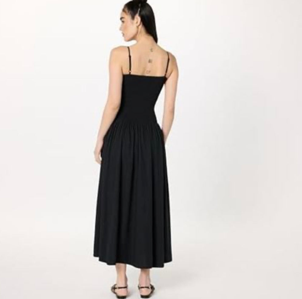 Smocked Bodice Linen Maxi Dress
