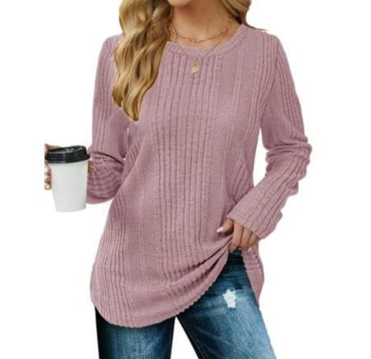 Womens Textured Long Sleeve Shirt Casual Fall Top