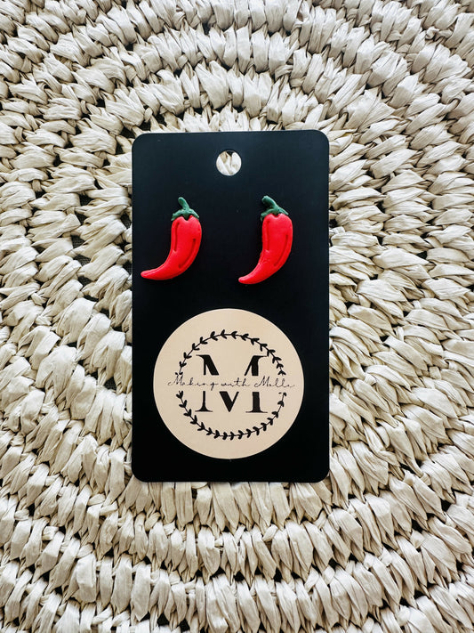 Chili Pepper Polymer Clay Earrings