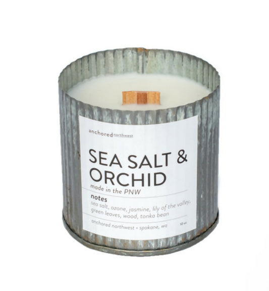 Sea Salt & Orchid Rustic Tin Soy Candle