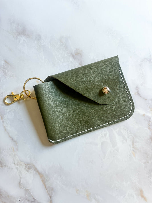 olive mini card wallet card carrier keychain