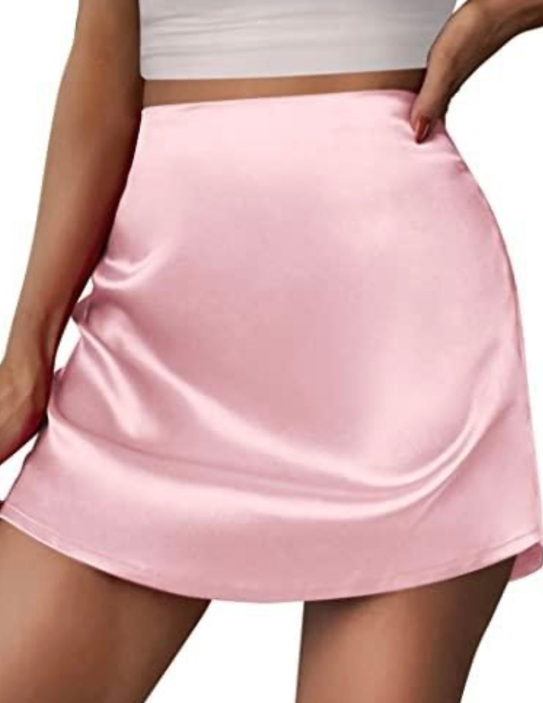 Satin High Waist Zipper Skirt