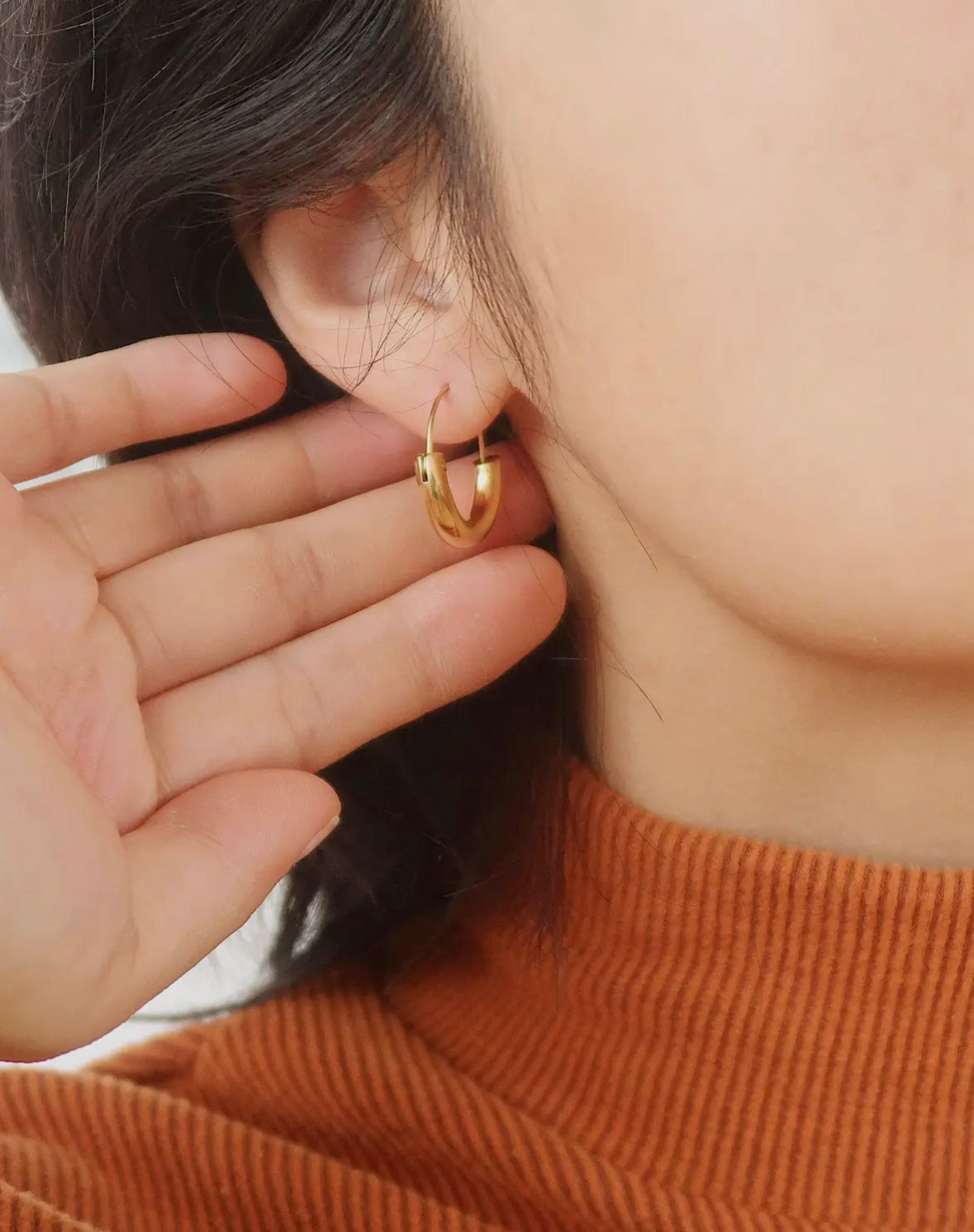 Mackenzie 18K Non-Tarnish U-Shape Hoop Earring