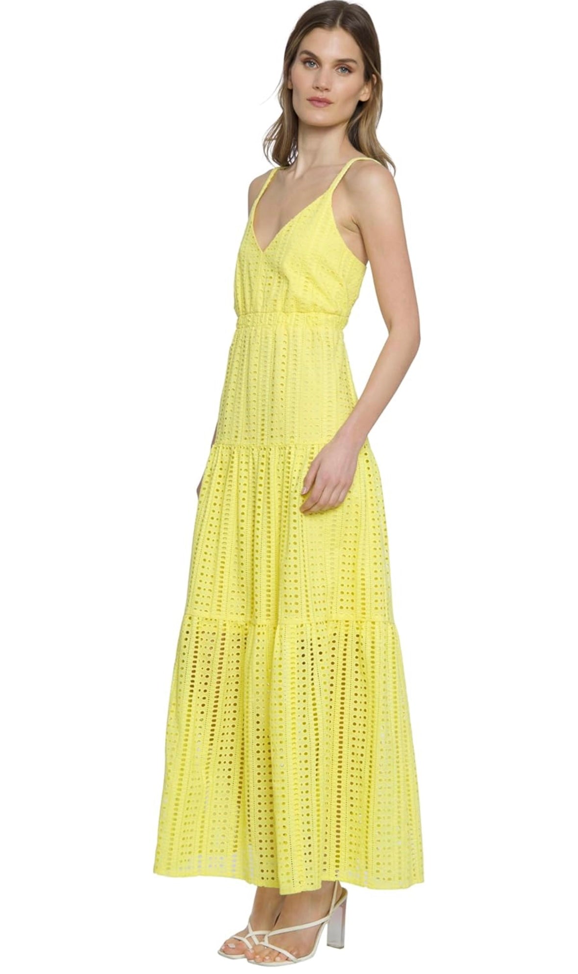 Donna Morgan Women's Tiered Midi Dress W/Halter Bodice