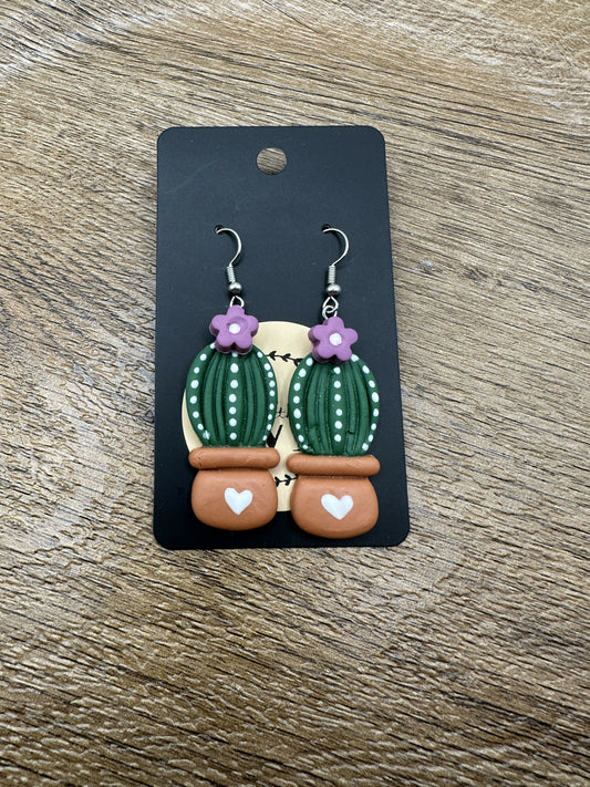 Potted Flower Cactus Polymer Clay Earrings