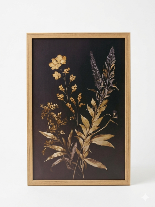 Vintage Floral Wall Art Decor Black Botanical Canvas Art Moody