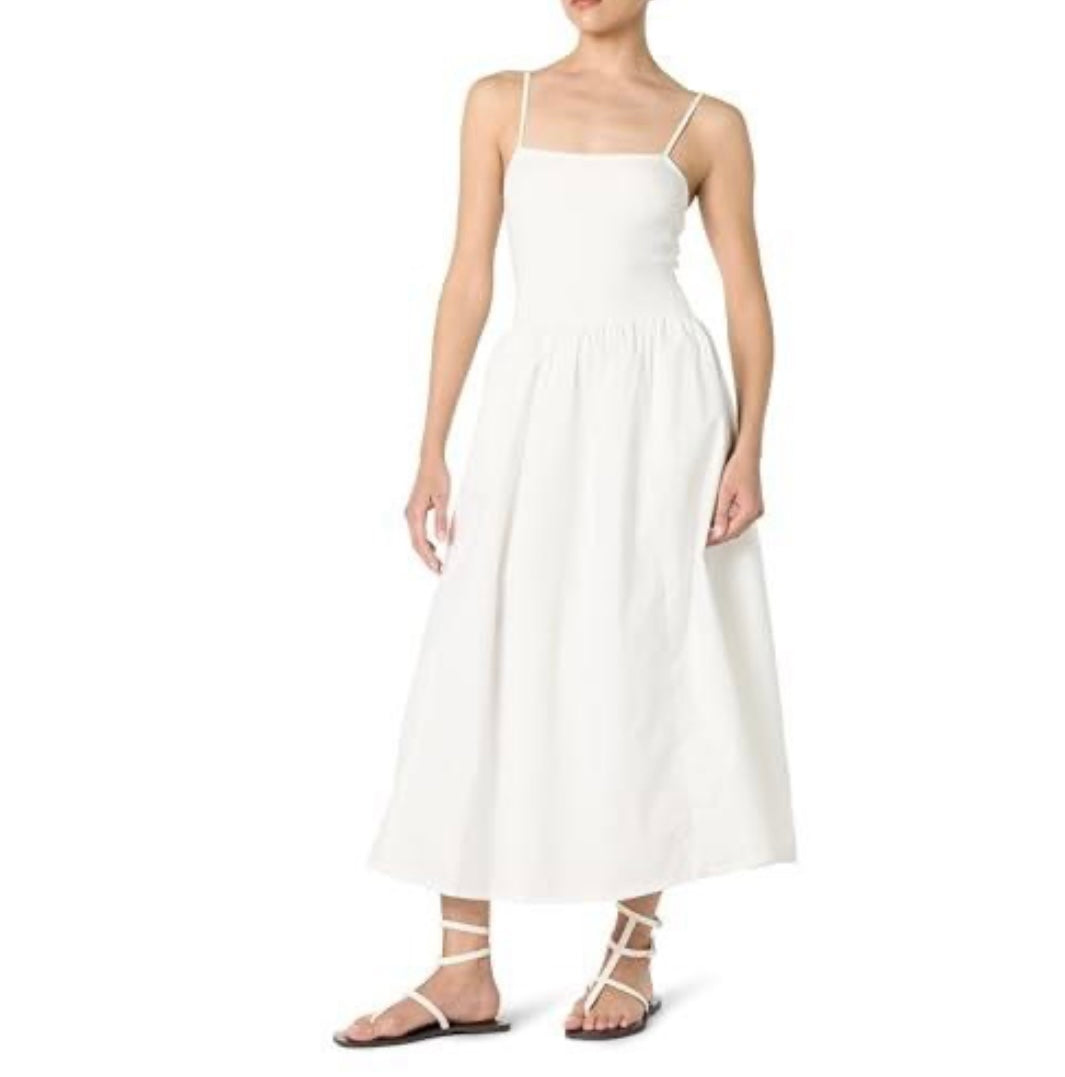 Robyn Mixed Media Spaghetti Strap Midi Dress