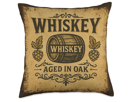 Distressed Whiskey Tavern Poster Man Cave Throw Pillow