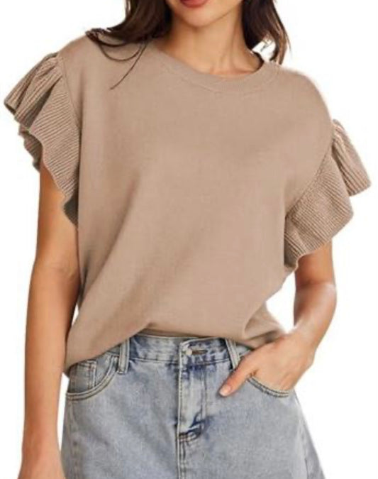 Ruffle Short Sleeve Sweater