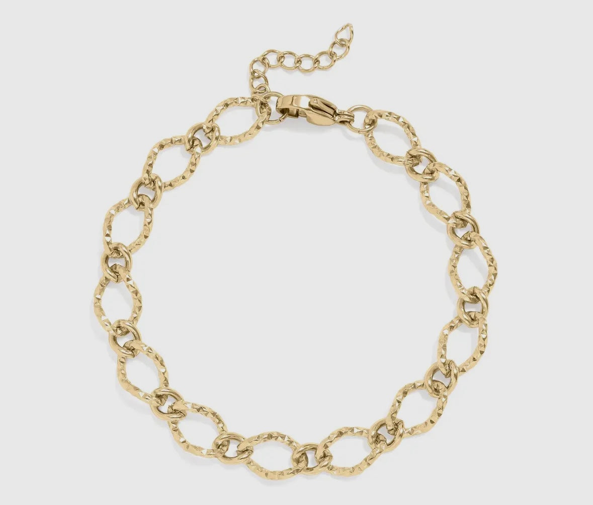 Hammered Oval Chain Bracelet