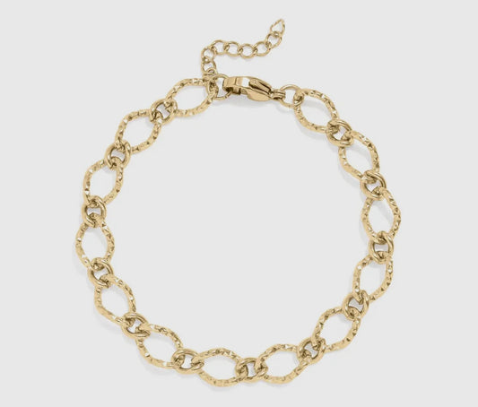 Hammered Oval Chain Bracelet