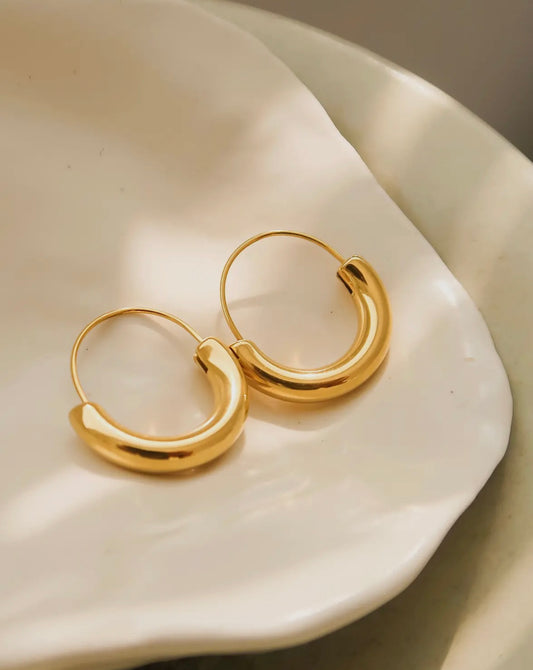 Mackenzie 18K Non-Tarnish U-Shape Hoop Earring