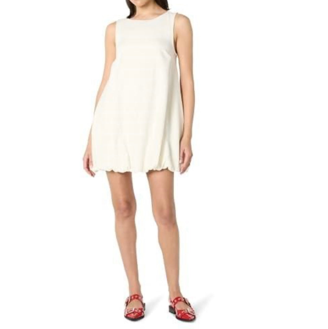 Ivory Sleeveless Bubble Hem Mini Dress