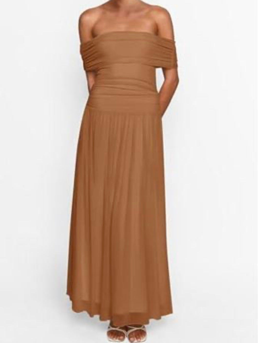 Off The Shoulder Mesh Maxi