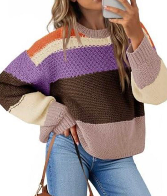 Oversized Cropped Colorful Sweater