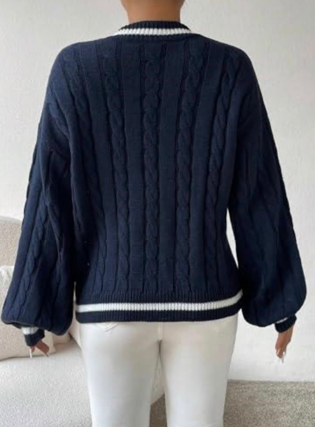 V Neck Long Sleeve Crop Sweater