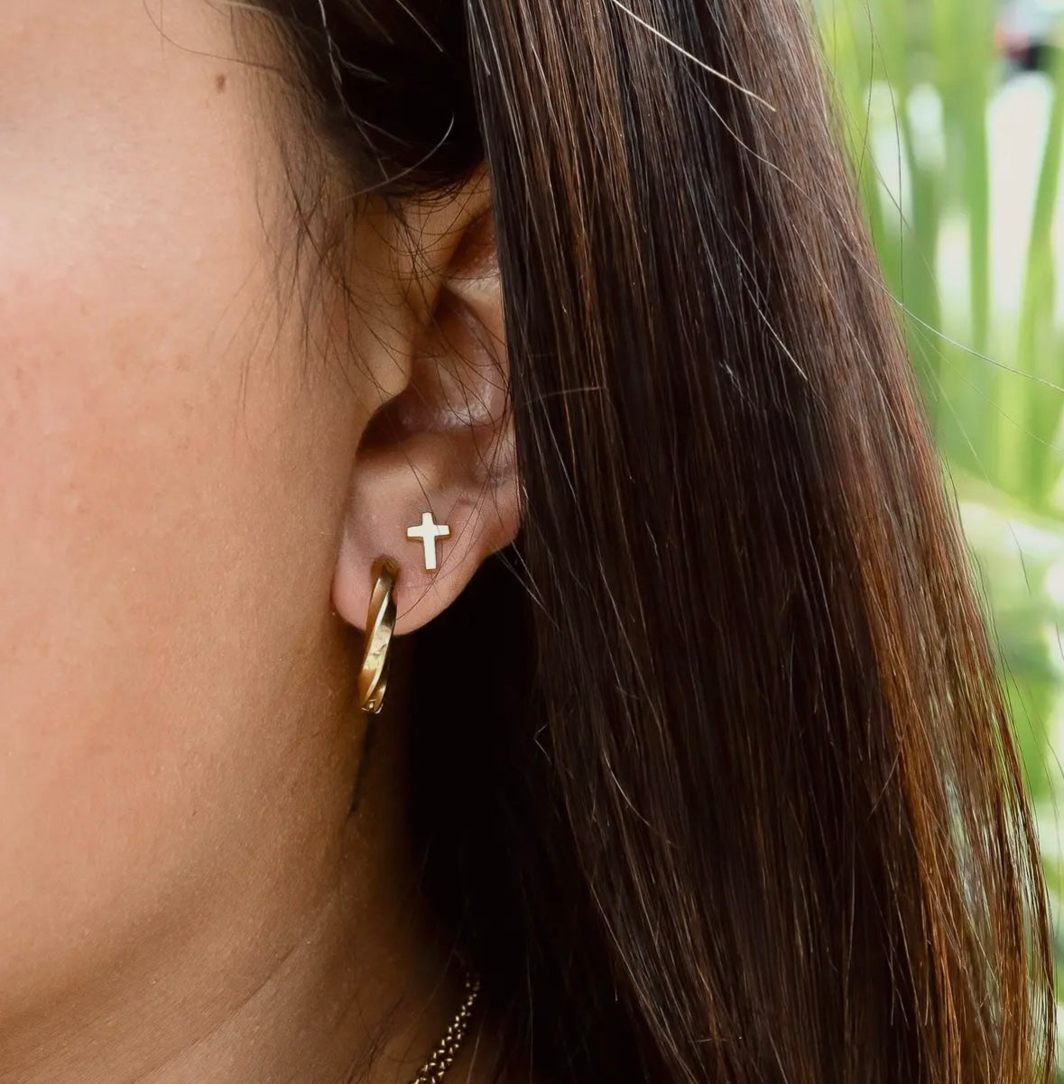 18K Gold Pvd Stainless Steel Stud Earrings