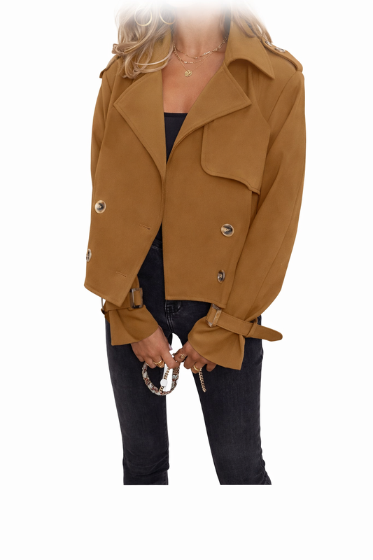 Womens Long Sleeve Crop Trench Coat