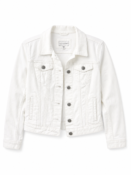 LOFT White Denim Trucker Jacket