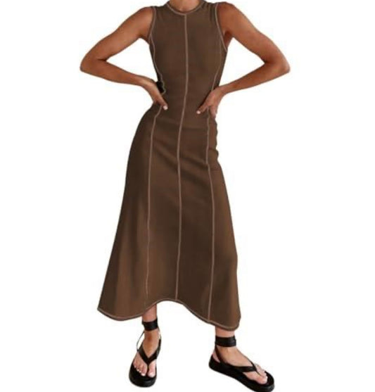 Sleeveless T Shirt Ribbed Dress
