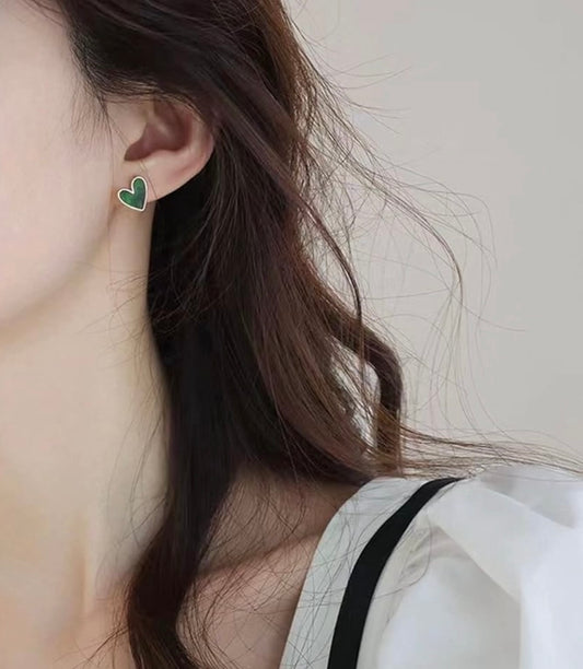 Emerald Heart Shaped Studs
