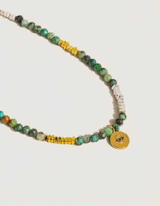 Lahina Green Boho Handmade Stone
Eye Necklace