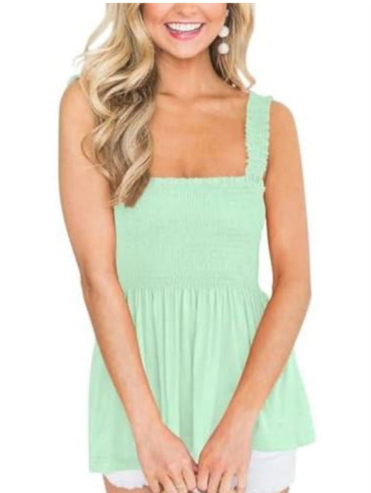 Mint Green Ruffled Tank Top
