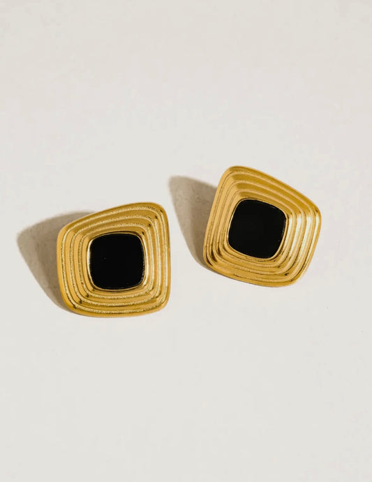 Solenne 18K Gold Non-Tarnish
Enamel Square Earrings