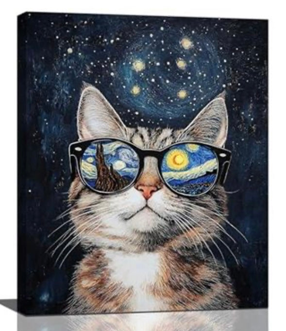 Starry Night Cat Wall Art