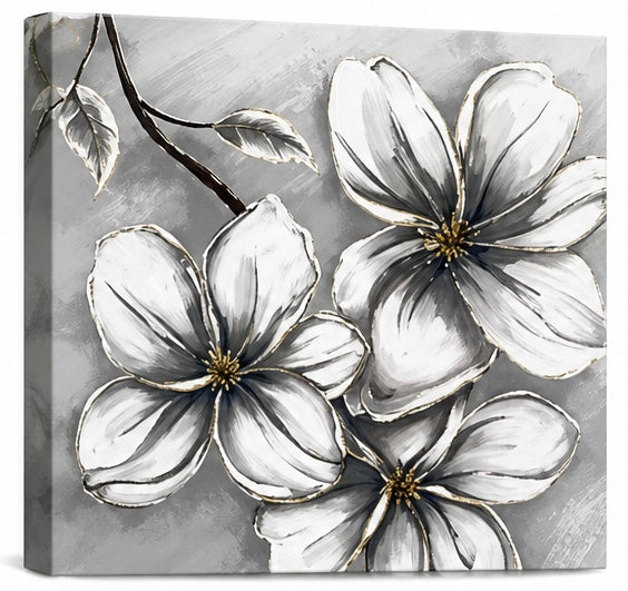 Grey Floral Wall Art