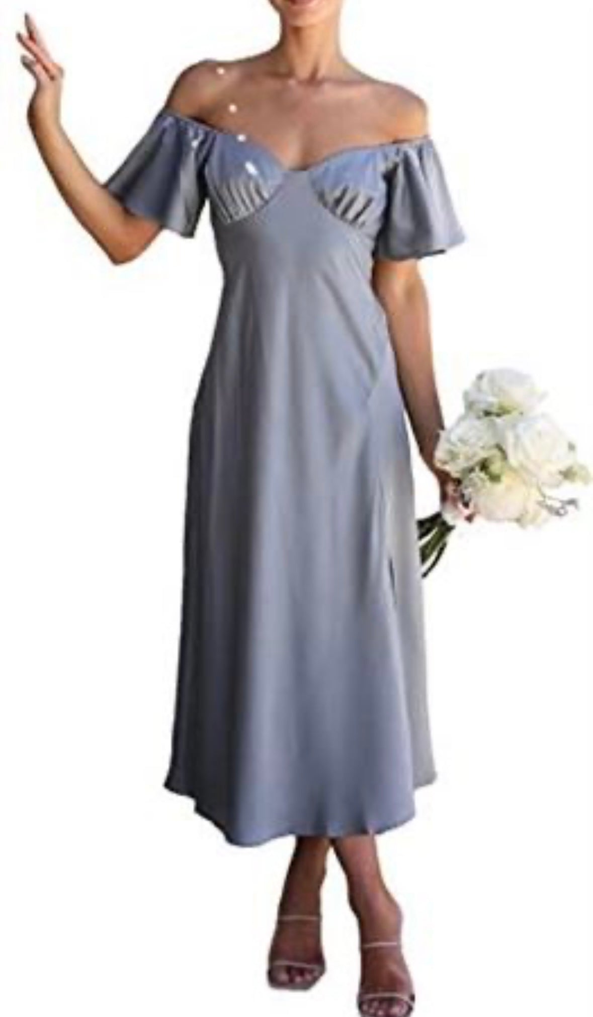 Satin Off Shoulder Formal Dress