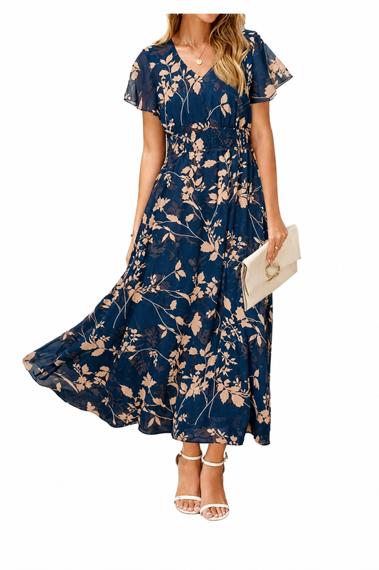 Short Sleeve Summer Boho Maxi Dress