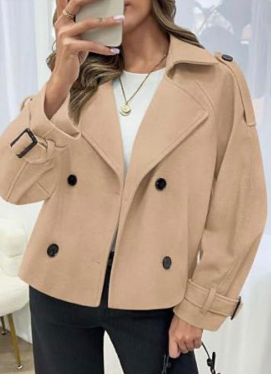 Double Breasted Cropped Trench Coat