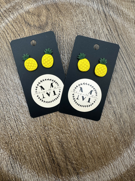 Pineapples Polymer Clay Earrings