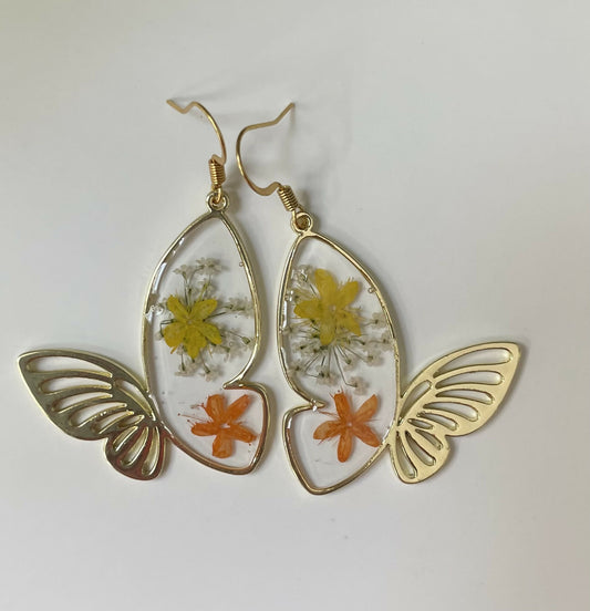 Butterfly Pressed Flower Earrings