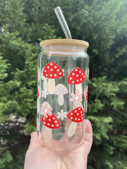 Red Mushroom Glass Cup