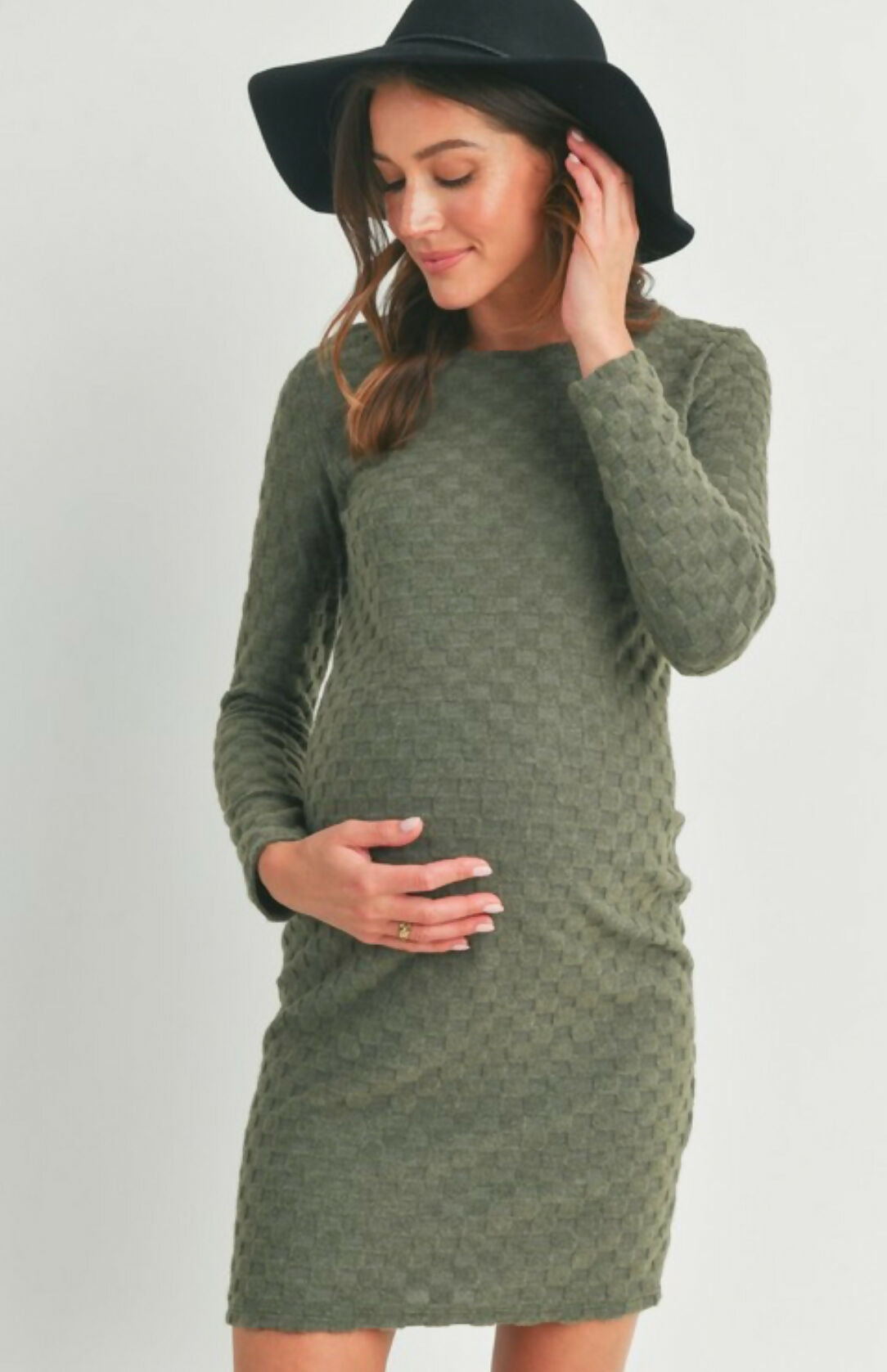 Textured Knit Olive Maternity to Postpartum Dress