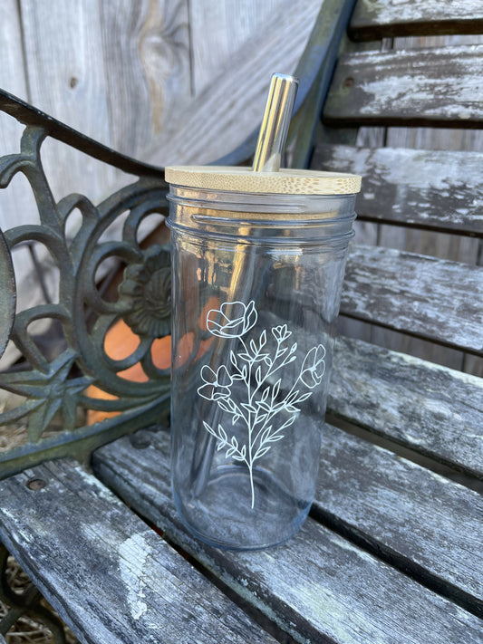 Floral 22oz Glass Tumbler