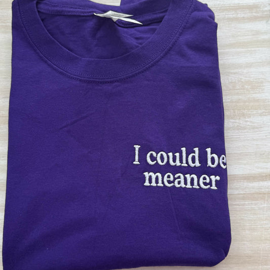 I Could Be Meaner Embroidered T-Shirt