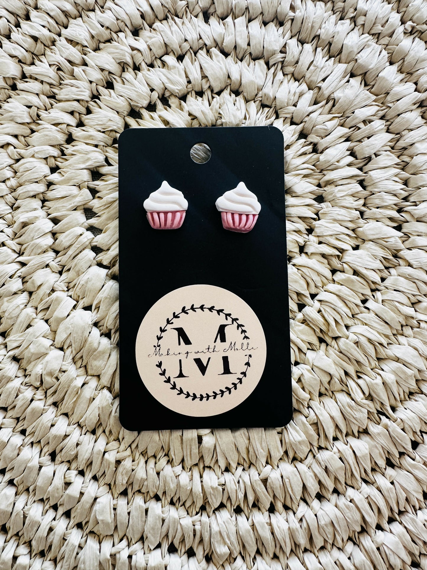 Pink Cupcake Polymer Clay Earrings