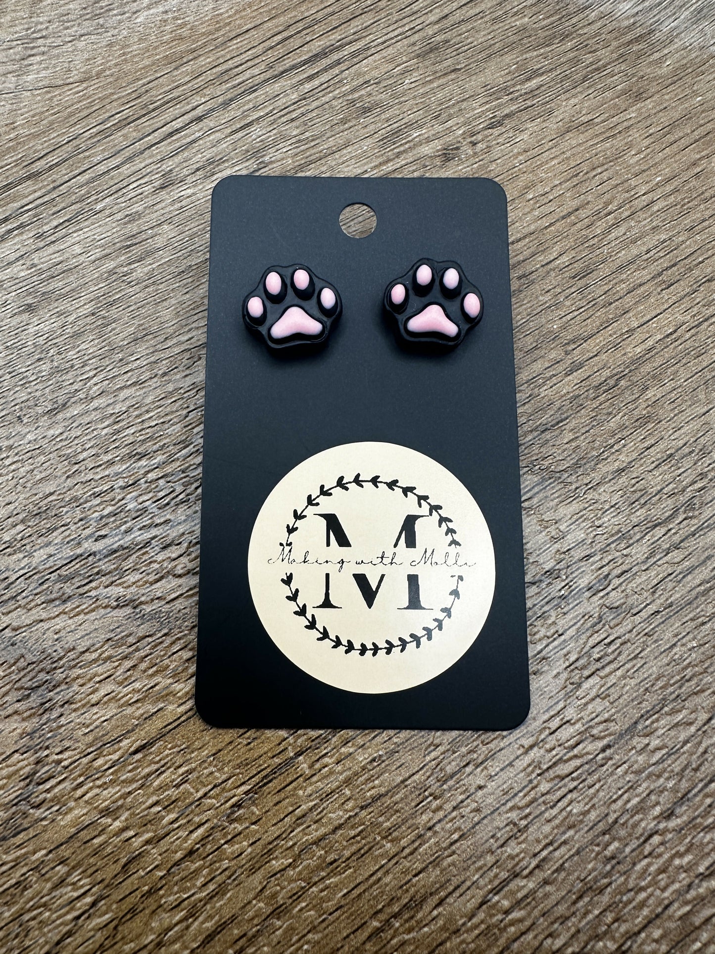 Pawprint Stud Polymer Clay Earrings