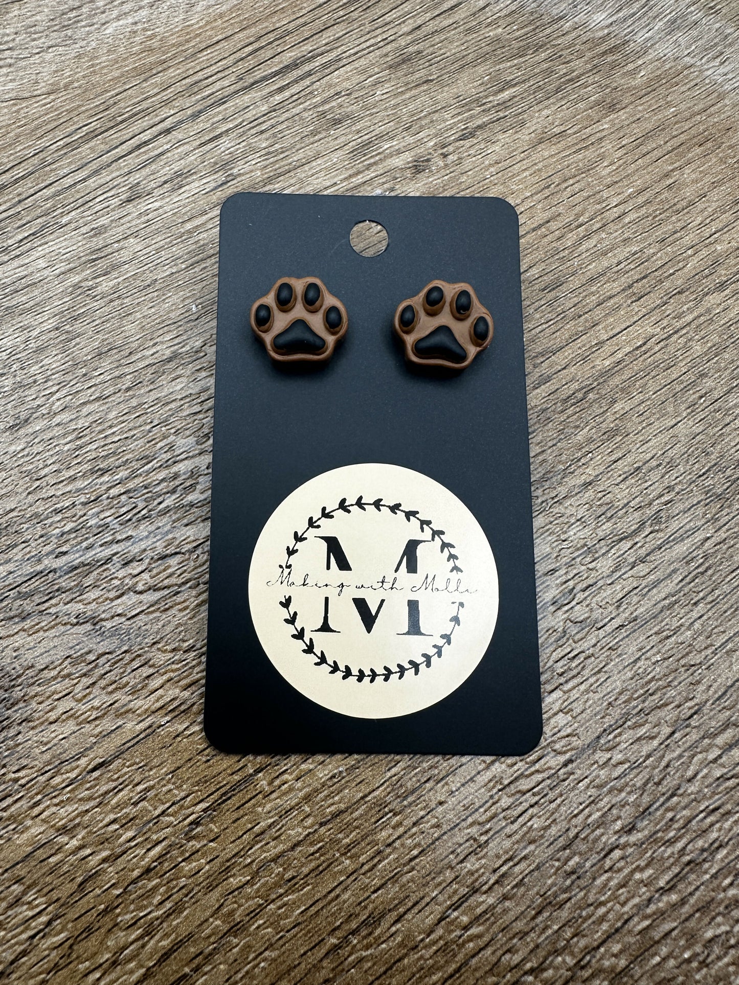 Pawprint Stud Polymer Clay Earrings