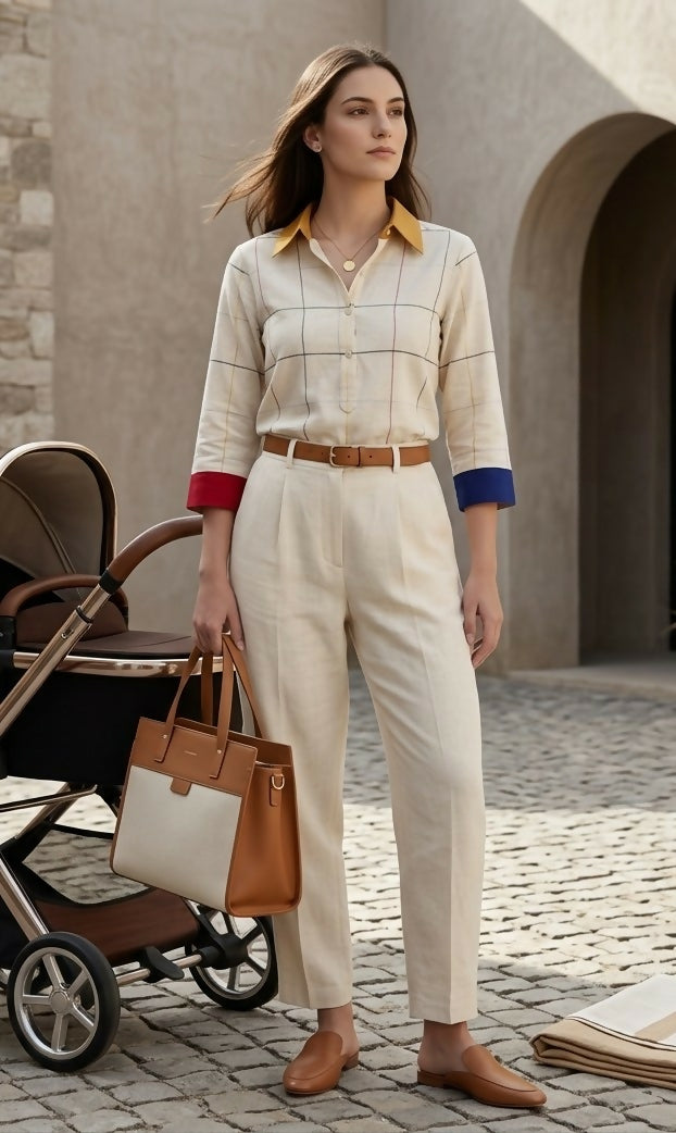 Color Block Linen Shirt