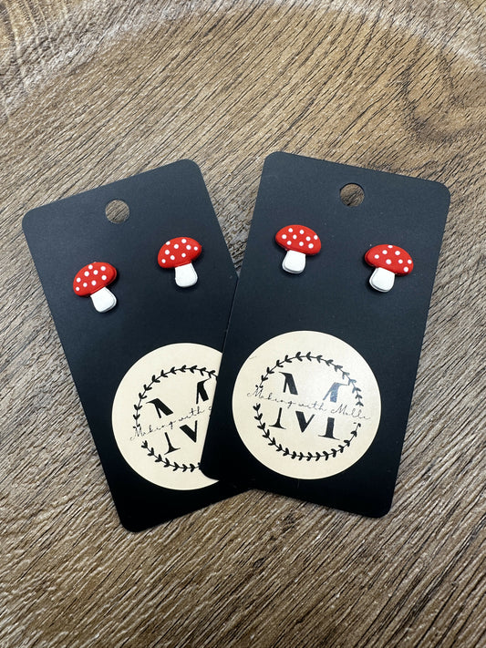 Mushroom Stud Polymer Clay Earrings