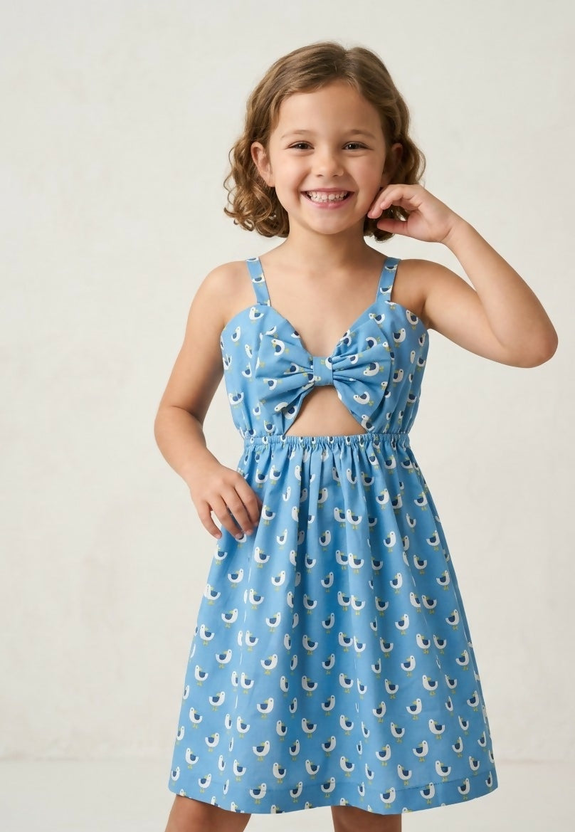 Sweet Seagull Bow-Front Sundress