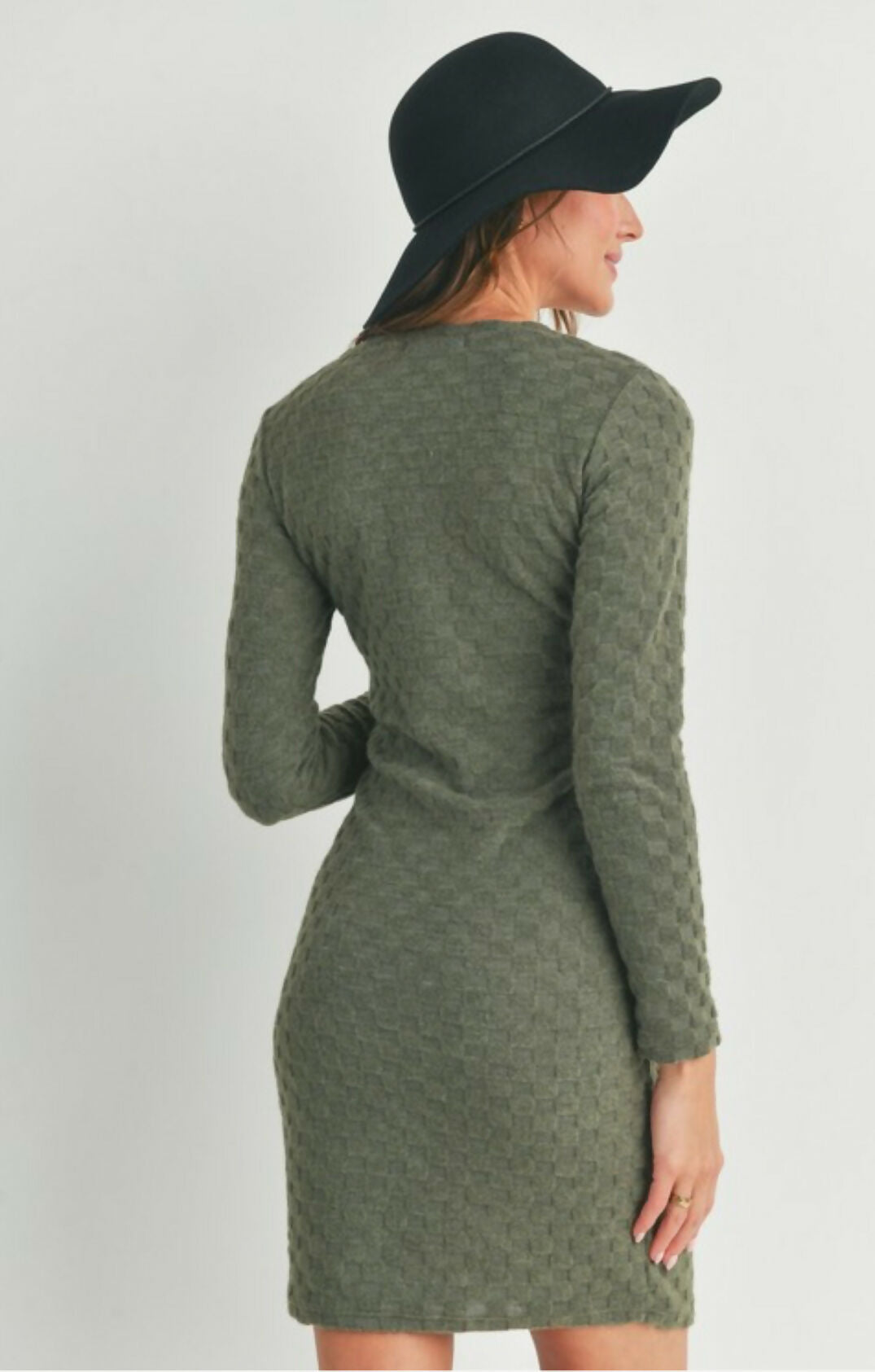 Textured Knit Olive Maternity to Postpartum Dress