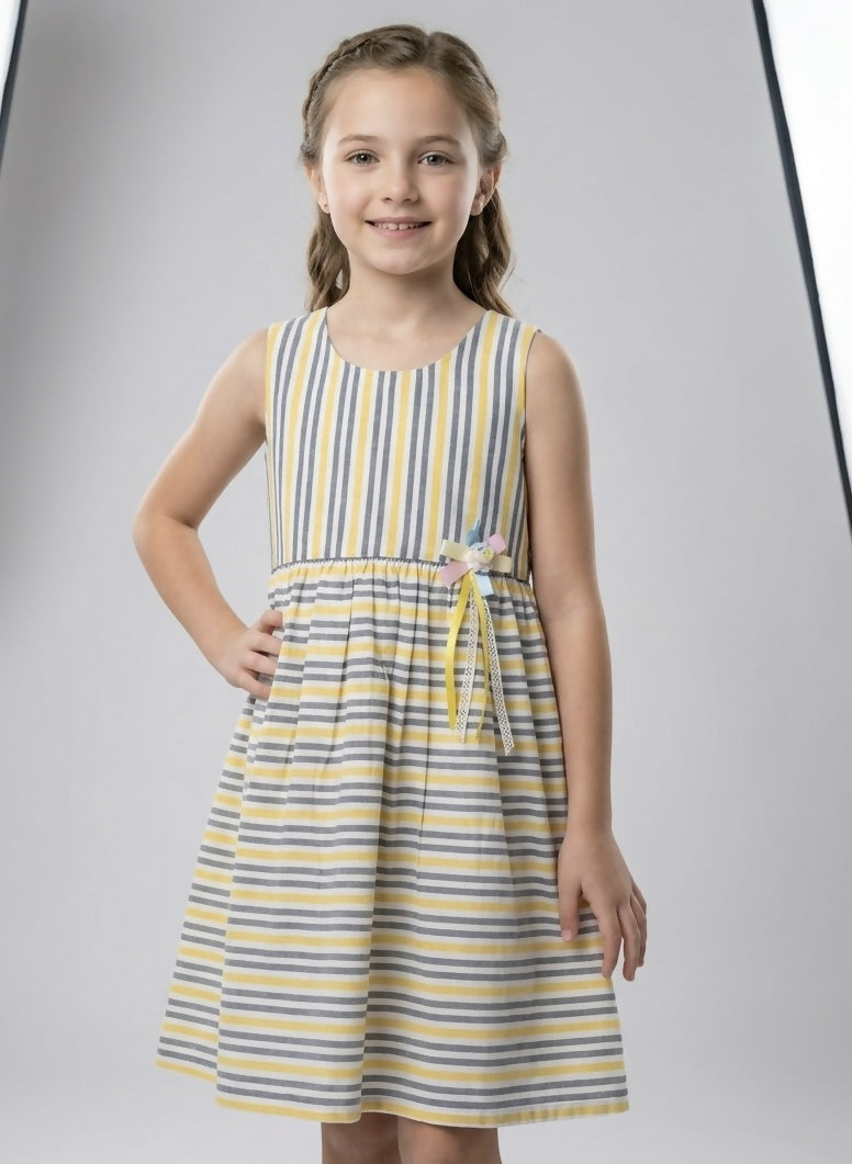 Yellow & Gray Striped Dress